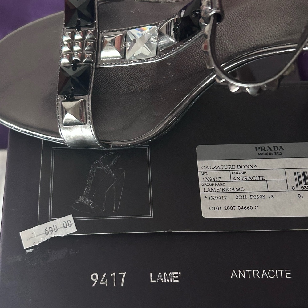 Prada Silver Studded Heels